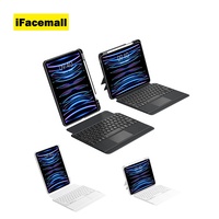 IFacemall Nueva Funda con Teclado Completo Dividido para iPad Pro 12.9, Touchpad Magnético, Retroiluminación RGB, Funda Protectora Inalámbrica de 2.4Ghz