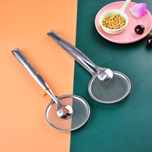 Passoire à mailles fines en acier inoxydable 2 en 1 avec clip, écumoire à frire pour filtrer l'huile et pinces à servir les aliments, vente en gros - Product Image 4