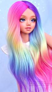 Série de teinture de perruques pour poupées, arc-en-ciel, cheveux colorés pour poupées, accessoires de déguisement pour filles - Product Image 6