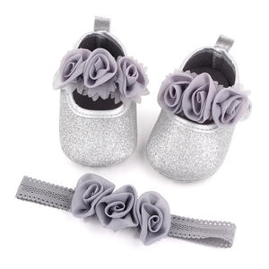First <strong>Walkers</strong> Baby Girl 2Pcs <strong>Headband</strong> and Prewalker Shoes Set Soft Sole Cotton Princess Crib Anti Slip Casual Shoes for Infant - Product Image 6