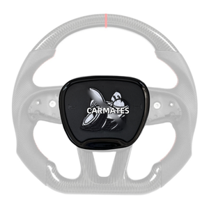 Ante de cuero personalizado para Dodge Charger 15-21 volante cromado cubierta de cuerno 6ET051VXAA 1ZY191X9AG 5QX40XDVAA SRT Trim - Product Image 2