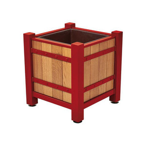 Planteur moderne en <span class=keywords><strong>bois</strong></span> Arlau naturel, grand pot de fleurs carré pour l'extérieur - Product Image 2
