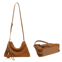 Sac à main en cuir véritable pour femme, sac hobo souple convertible avec deux sangles, design original d'usine