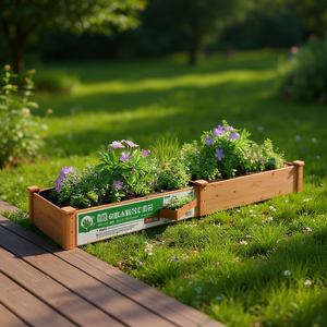 Jardinière surélevée Weavse en bois de sapin massif brun, grande jardinière rustique pour fleurs, jardinières d'extérieur - Product Image 2