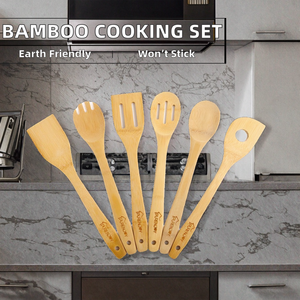 5-Piece Wooden Nonstick Cooking Spoon Set with Spatula Natural Wood Kitchen <b>Utensils</b> Set Eco-Friendly Cooking Tools Wholesale. - Product Image 2
