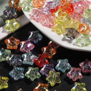 Perles en acrylique à facettes en forme d'étoile à cinq branches, taille moyenne, accessoires de bijouterie DIY pour pinces à cheveux, boucles de chaussures et décorations - Product Image 1