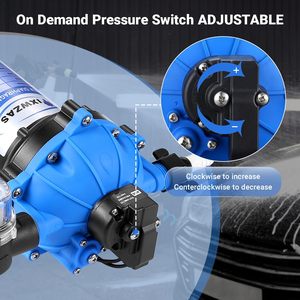 Bomba de agua eléctrica YIXWZAS de 7 GPM y 70 PSI, 110 V CA, autocebante, de diafragma, con interruptor de presión para caravanas - Product Image 4