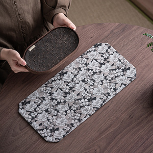 Chinese Style Brocade Floral Tea Ceremony Table Runner With Zen Theme Dry Brewing Mat Teapot Holder Heat Insulating Fabric Mat - Product Image 4