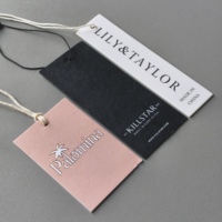 ZP-high Grade Eco Papier Vêtements Hangtags Conception Personnalisée Noir Papier Coton Texture En Relief Feuille-estampillé-swing-tags pour Vêtement