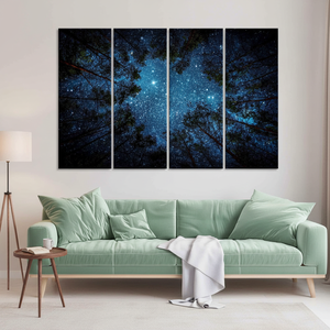 Printed <b>Canvas</b>: Starry Night View, Modern <b>Wall</b> Decor,SET OF 4 <b>CANVAS</b> - Product Image 3