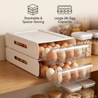 Nouveau design, boîte de rangement pour œufs 100% PET, 24 alvéoles, organiseur de réfrigérateur, empilable, pour élevage de poulets