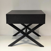 Table de chevet moderne de luxe minimaliste écologique faite à la main, 1 tiroir, placage de bois anthracite, frêne massif teinté, pour appartement et salon