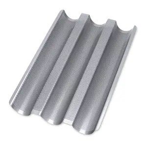 Molde de pan francés para Baguette de aluminio anodizado/antiadherente de 3 canales