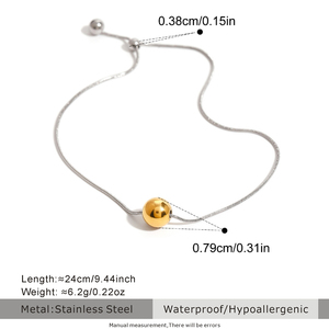 Thép không gỉ hình học hai giai điệu vàng và bạc mạ xỉn màu miễn phí Bóng Mặt Dây chuyền vòng cổ vòng đeo tay thiết lập đồ trang sức cho phụ nữ - Product Image 3