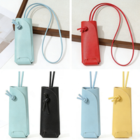 Pochette de rangement portable en cuir PU pour rouges à lèvres, style coréen, sac de maquillage, pendentif breloque, collier pour femme, décoration de robe