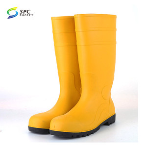 Midsole de punta de acero resistente a químicos, <span class=keywords><strong>Botas</strong></span> de lluvia protectoras para minería de construcción industrial, PVC, antiácido alcalino, negro, barato - Product Image 4