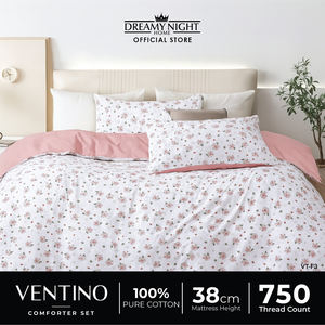 Juego de edredón Ventino Queen 100% algodón 750TC 4 piezas hipoalergénico Floral abstracto diseño de dibujos animados - Product Image 3