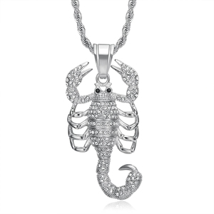 Nouveau Collier Pendentif Hip-Hop en Acier Inoxydable Plaqué Or avec Zircon Incrusté, Motif <span class=keywords><strong>Scorpion</strong></span> <span class=keywords><strong>Roi</strong></span>, Inaltérable - Product Image 4