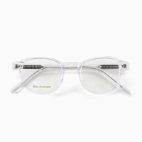 Nouvelles lunettes optiques en bio acétate à la mode de style rond pour hommes femmes en monture bleue noire avec logo personnalisé