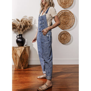 Cher amoureux en gros Boutique en vrac Western jambe droite une pièce décontracté Vintage dames <span class=keywords><strong>Jean</strong></span> Denim combinaison femmes - Product Image 3