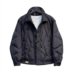 เสื้อแจ็คเก็ตดาวน์น้ำหนักเบาแบบสองชิ้น แบรนด์แฟชั่นฤดูหนาว ดีไซน์ปะติดปะต่อ ปกเสื้อแบบลา펠 สีพื้น สไตล์เกาหลี ทรงเข้ารูป  บุด้วยขนเป็ดขาว - Product Image 1