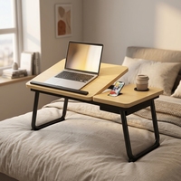 Table de lit pliable réglable en hauteur, support de bureau portable en bois pour le travail, les études, la maison, le bureau, la chambre à coucher, le dortoir