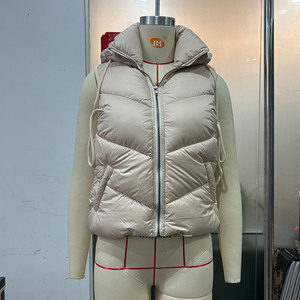 Abrigo de invierno acolchado sin mangas de gran tamaño recortado relleno grueso aislado bolsillo lateral cremallera frontal Casual chaleco acolchado con capucha para <span class=keywords><strong>mujer</strong></span> - Product Image 6