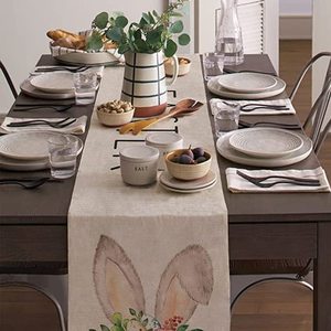 Cute Small <strong>Table</strong> Runners <strong>Easter</strong> <strong>Table</strong> Runner Rabbit Printed Linen Tablecloths for <strong>Cloth</strong> <strong>Tables</strong> - Product Image 4