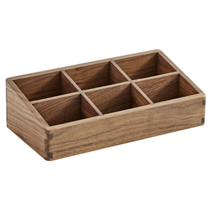Boîte de rangement pour télécommande en bois de noyer noir sur mesure, compartimentée en bois massif pour cosmétiques et articles divers - Product Image 4