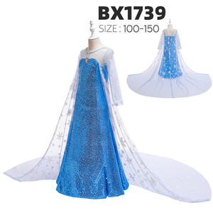 Costumes de robe de princesse de <span class=keywords><strong>luxe</strong></span> pour filles avec longue cape brillante Robe de fête d'anniversaire <span class=keywords><strong>Elsa</strong></span> Queen Halloween pour filles - Product Image 3