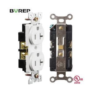 Tomacorrientes Eléctricos de Pared Redondos Dobles de PVC Blancos de 20 A y 125 V con Certificación Estándar de EE. UU. Barep - Product Image 1