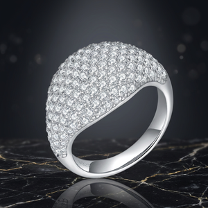 Luxury VVS Moissanite Diamond <b>Ring</b> 925 Sterling Silver Iced Out <b>Dome</b> <b>Ring</b> Hip Hop Bling Jewelry Unisex Wedding Engagement <b>Ring</b> - Product Image 4