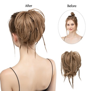 Venta al por mayor de moda rizado gran sucio relleno piezas sintético bollo de palo de pelo Postiches moño con trenzas <span class=keywords><strong>para</strong></span> las mujeres blancas - Product Image 2