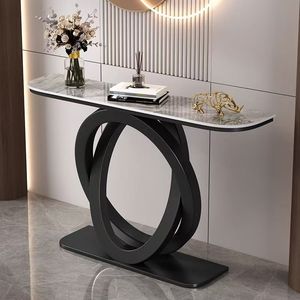 Tavolo <span class=keywords><strong>Consolle</strong></span> di Lusso con Design a Cuore, Base <span class=keywords><strong>in</strong></span> <span class=keywords><strong>Metallo</strong></span> Dorato Lucido, Piano <span class=keywords><strong>in</strong></span> Pietra Sinterizzata, Tavolo Decorativo per Ingresso e Corridoio - Product Image 4