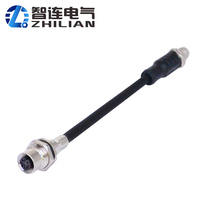 Connecteur ZLconnector IP67 étanche M12 à verrouillage par vis, contact en laiton, boîtier en PVC/TPU, câble moulé mâle, connecteur femelle à montage sur panneau Dcode
