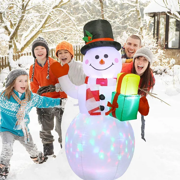 Christmas 5FT Inflatable Snowman Outdoor Yard Decoration, Blow Up Snow Man with LED Lights