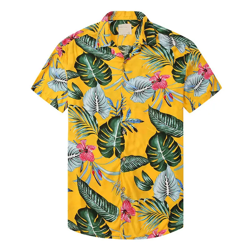 Wholesale Summer Resort Hawaii Shirt Short Sleeve Button Up Man Hawaiian Shirts