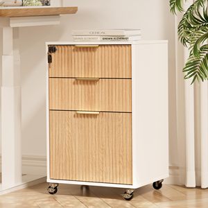 SENYU Minimalist 3 <b>Drawer</b> Filing Cabinet with Wood Finish Lockable <b>Office</b> Storage for Home <b>Office</b> Use - Product Image 2