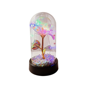 Preserved Gold Foil Rose Glass Dome <b>Night</b> <b>Light</b> Touch Control USB Powered Desktop Decoration For Living Room Bedroom Study - Product Image 5