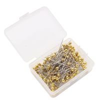 200 pièces/boîte en métal couleur couture épingles à tête de perle 4*38mm en acier inoxydable perle aiguille bijoux aiguille décorative