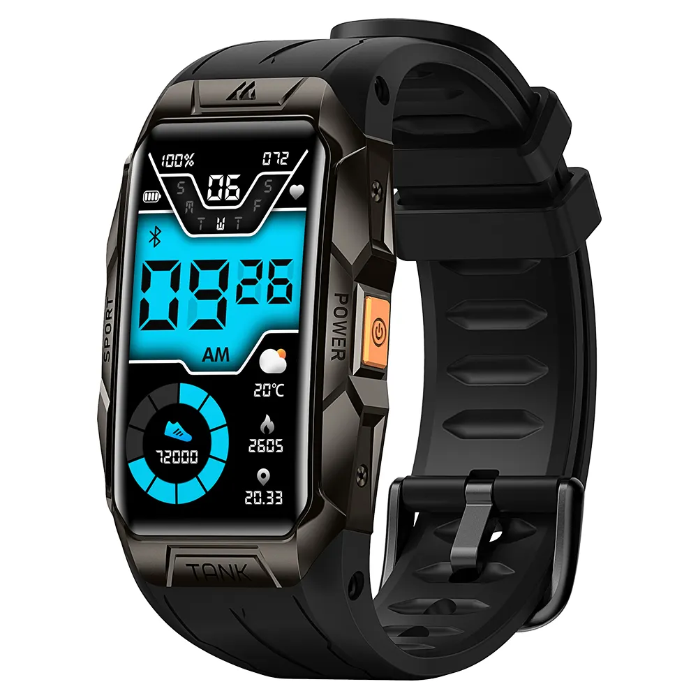 KOSPET 탱크 X1 야외 견고한 스마트 시계 풀 메탈 70 스포츠 모드 1.47 "HD AMOLED 방수 SmartWatch