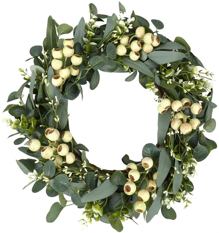 Artificial Eucalyptus Wreath Leaves for Front Door Wall Window Farmhouse Decoration