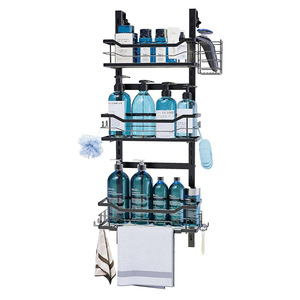 Étagère de rangement pour salle de bain, organisateur mural à 3 niveaux, étagère réglable pour produits de soins personnels, noir - Product Image 1