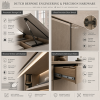 Lit Tatami sur mesure, gain de place, avec rangement intégré et armoire haute pour suite loft Canal