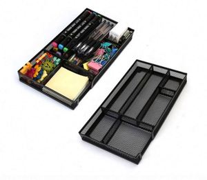 Desk Drawer Organizer <b>Metal</b> Mesh Drawer Organizer Tray for Office School or Home Supplies Desktop Storage Stationery - Product Image 3