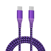 3ft 1m Nylon Tressé USB C à C câble de données PD 60W type c chargeur rapide