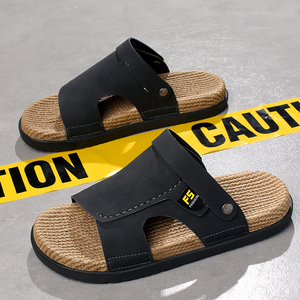 Sandales de plage pour hommes, mode estivale, à double bride et à enfiler, avec semelle extérieure en <span class=keywords><strong>cuir</strong></span> spatial mat et EVA - Product Image 4