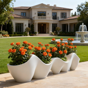 Custom Modern White Planter Flower Pots <b>Large</b> Pot for Shopping Mall Hotel Courtyard Villa School Gallery Resin Decor AT-Z55 Weat - Product Image 1
