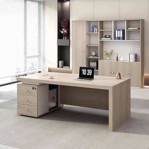 Postazione di Lavoro Direzionale di Lusso a Forma di L con Superficie Curva, Cassetti di Grande Capacità, Mobile Laterale in Legno/<span class=keywords><strong>MFC</strong></span> per Manager e Ufficio - Product Image 6