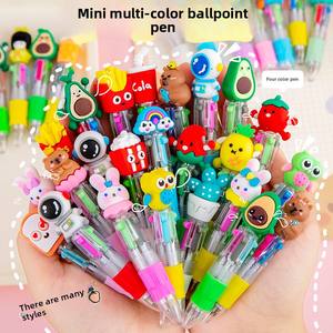 Pulpen Mini Kartun Empat Warna Lucu Portabel Pulpen Buku Catatan Siswa 4 Warna 0.5mm Alat Tulis Multi-Warna Bentuk Hewan Hadiah Kecil - Product Image 1